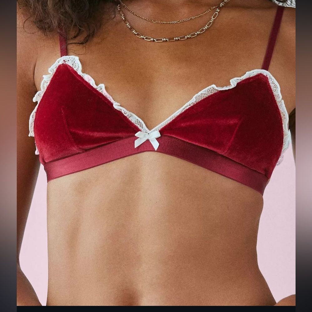 URBAN OUTFITTERS Out From Under X Wild Lovers Ellie Velvet Triangle Bra